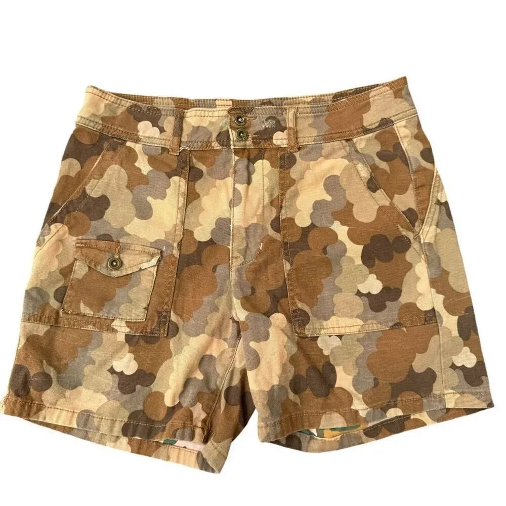 Anthropologie The Wanderer Utility Shorts Brown Olive Abstract Camo 28